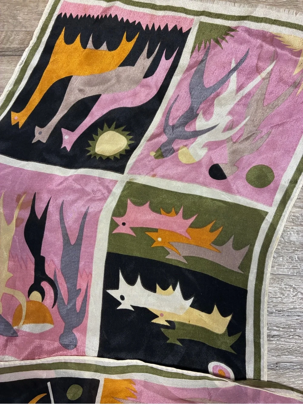 VTG Oscar de la Renta Printed 100% Silk Scarf 53”x 11”